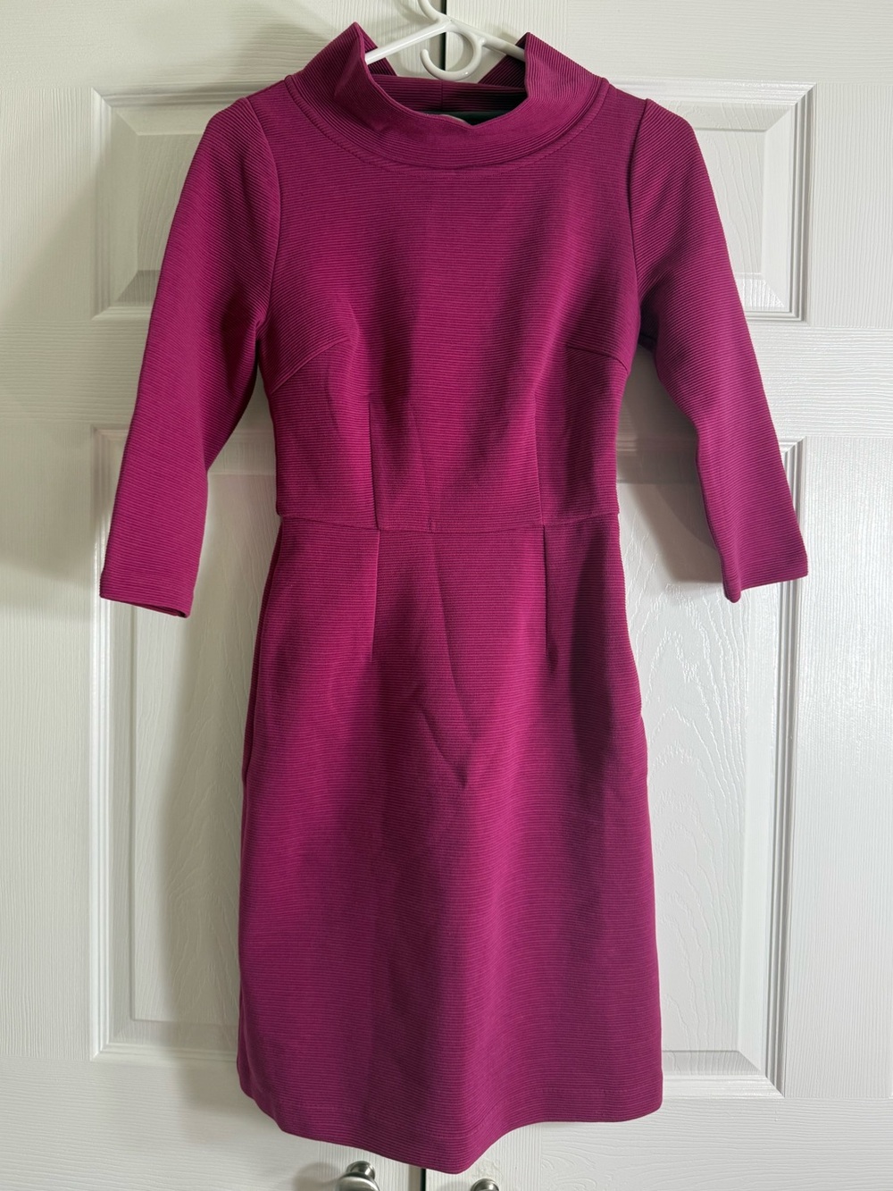 Boden - Women’s Fuchsia Ribbed Crew Neck Fit and Flair Dress - UK 6, US 2